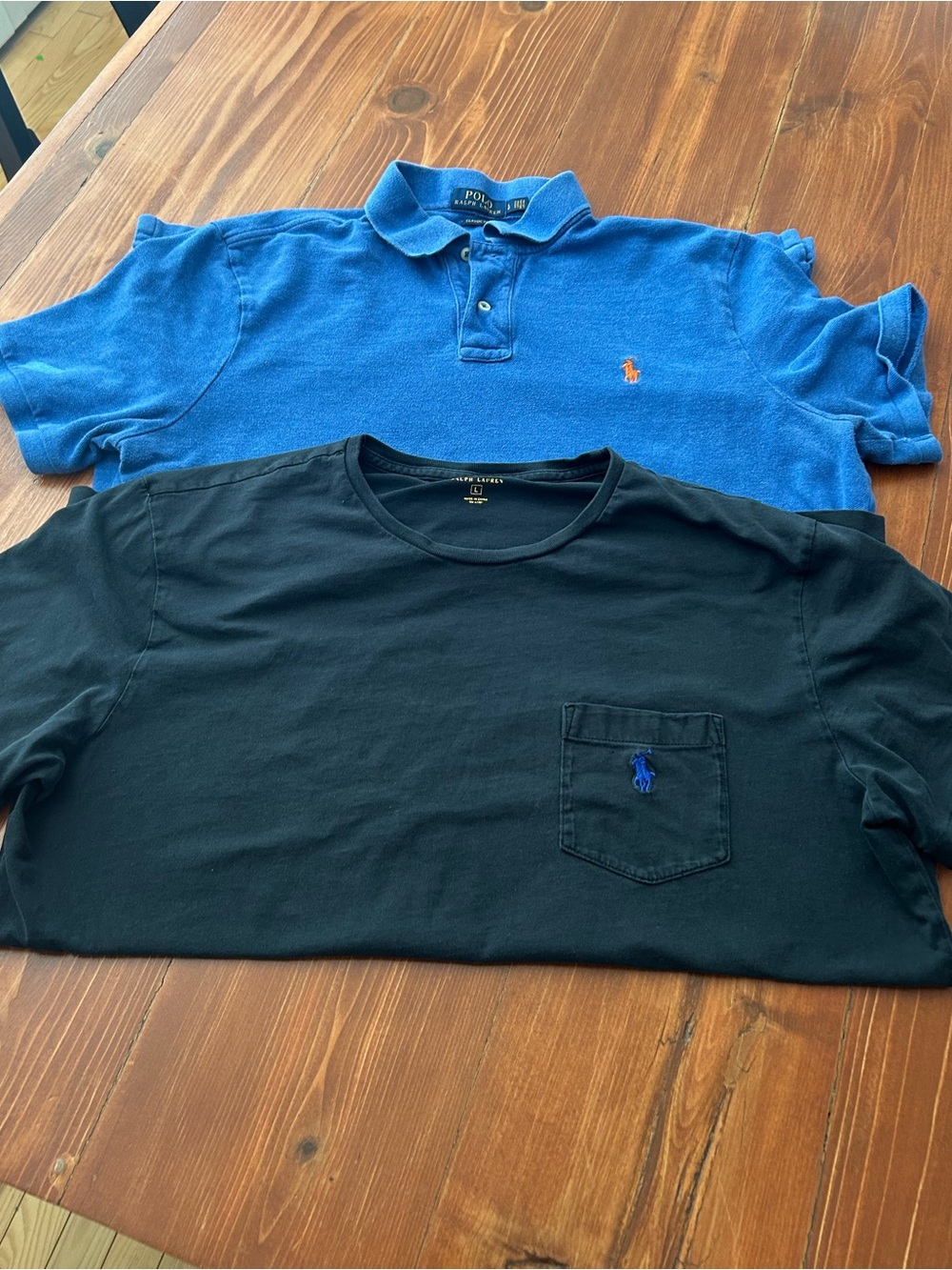 (2) Polo by Ralph Lauren Blue Polo Shirt and Black Pocket Tee - Men's Set